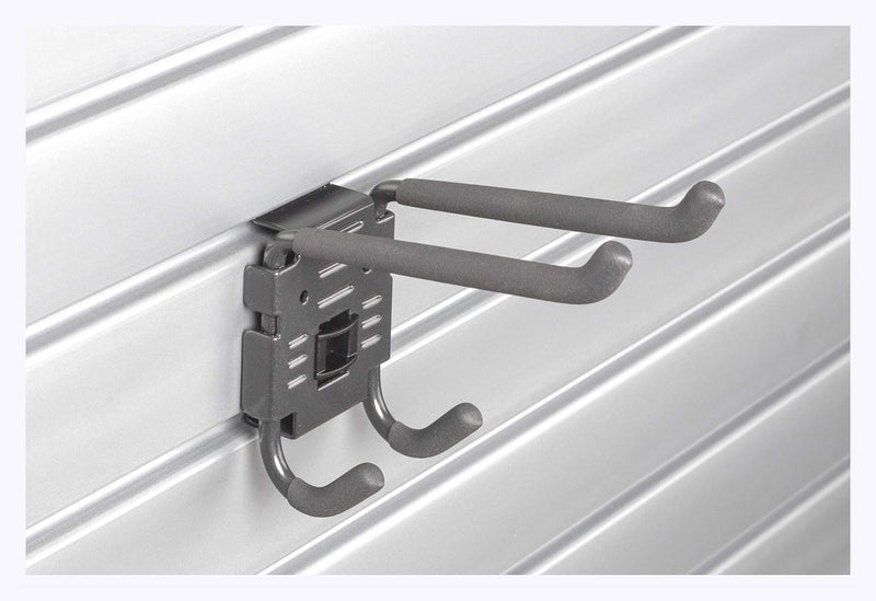 HandiWall Double Utility Hook with Locking Bracket for Tool Storage on Garage Slatwall Panels - Image 1